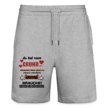 Du Bist Witziger Spruch Kaffee Humor Lustiges Zeug - Stanley/Stella Unisex Bio Joggingshorts Trainer  - Grau meliert - Vorne - Nik (191cm) & Marisol (170cm)