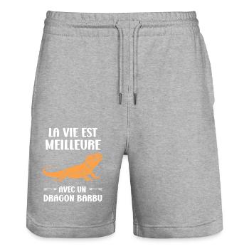 Dragon barbu - Short de jogging bio TRAINER Stanley/Stella unisexe - gris chiné - Devant - Nik (191cm) & Marisol (170cm)