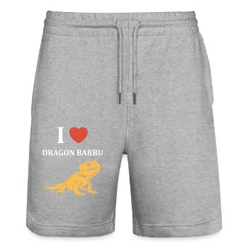 Dragon barbu - Short de jogging bio TRAINER Stanley/Stella unisexe - gris chiné - Devant - Nik (191cm) & Marisol (170cm)