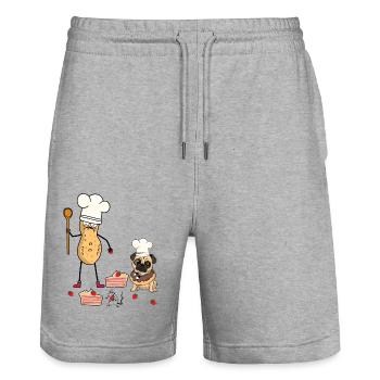 Cacahuètes Pâtisserie Animaux Chien Pâtisserie Boulanger Noix - Short de jogging bio TRAINER Stanley/Stella unisexe - gris chiné - Devant - Nik (191cm) & Marisol (170cm)