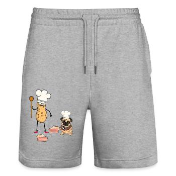 Cacahuète Anniversaire Salutations d’anniversaire Gâteau Cuisson - Short de jogging bio TRAINER Stanley/Stella unisexe - gris chiné - Devant - Nik (191cm) & Marisol (170cm)