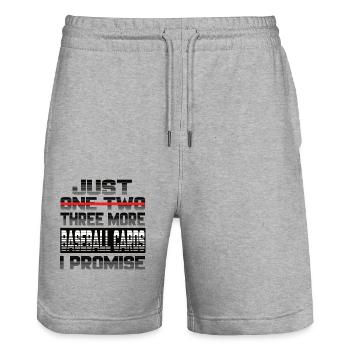 Just One More Baseball Card I Promise Baseball - Stanley/Stella Unisex Bio Joggingshorts Trainer  - Grau meliert - Vorne - Nik (191cm) & Marisol (170cm)