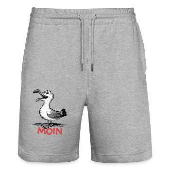 Moin Möwe - Stanley/Stella Unisex Bio Joggingshorts Trainer  - Grau meliert - Vorne - Nik (191cm) & Marisol (170cm)