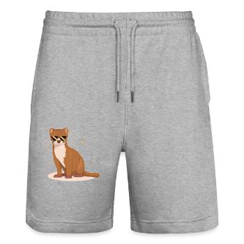 Weasel Mouse Weasel Hermännchen Gift - Stanley/Stella Trainer Unisex Organic Jogging Shorts - heather grey - Front - Nik (191cm) & Marisol (170cm)