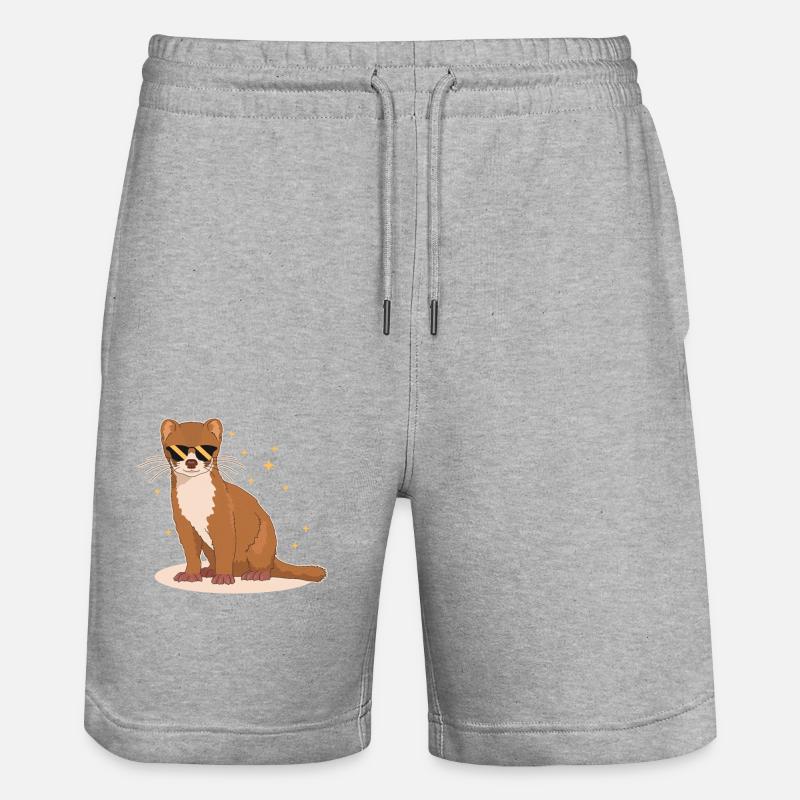 Weasel Mouse Weasel Hermännchen Gift - Stanley/Stella Trainer Unisex Organic Jogging Shorts - heather grey