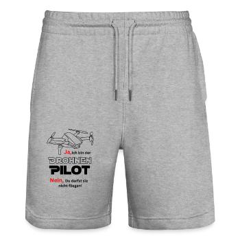 Drohnen Pilot - Stanley/Stella Unisex Bio Joggingshorts Trainer  - Grau meliert - Vorne - Nik (191cm) & Marisol (170cm)