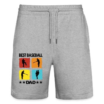 Meilleur père de baseball - Short de jogging bio TRAINER Stanley/Stella unisexe - gris chiné - Devant - Nik (191cm) & Marisol (170cm)