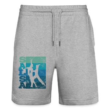 Salsero and Salsera Salsa Dance Festival - Stanley/Stella Trainer Unisex Organic Jogging Shorts - heather grey - Front - Nik (191cm) & Marisol (170cm)