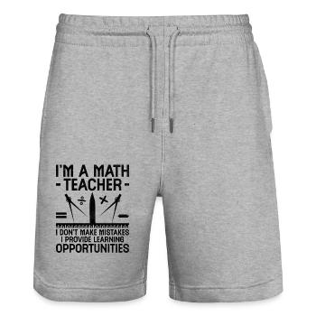 Math Teacher School Teacher Funny Maths Teachers S - Stanley/Stella Trainer Unisex Organic Jogging Shorts - heather grey - Front - Nik (191cm) & Marisol (170cm)
