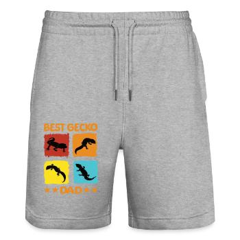 Meilleur papa gecko - Short de jogging bio TRAINER Stanley/Stella unisexe - gris chiné - Devant - Nik (191cm) & Marisol (170cm)