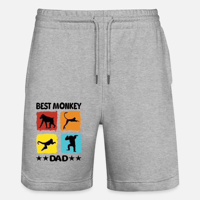 Best Monkey Dad - Stanley/Stella Unisex Bio Joggingshorts Trainer  - Grau meliert