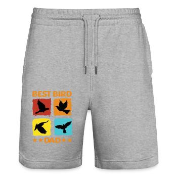 Best Bird Dad - Stanley/Stella Unisex Bio Joggingshorts Trainer  - Grau meliert - Vorne - Nik (191cm) & Marisol (170cm)