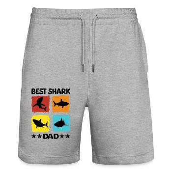 Best Shark Dad - Stanley/Stella Unisex Bio Joggingshorts Trainer  - Grau meliert - Vorne - Nik (191cm) & Marisol (170cm)