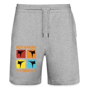 Meilleur père de karaté - Short de jogging bio TRAINER Stanley/Stella unisexe - gris chiné - Devant - Nik (191cm) & Marisol (170cm)
