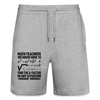 Mathelehrer Schullehrer Lustige Mathelehrer S - Stanley/Stella Unisex Bio Joggingshorts Trainer  - Grau meliert - Vorne - Nik (191cm) & Marisol (170cm)