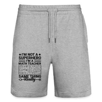 Math Teacher School Teacher Funny Maths Teachers S - Stanley/Stella Trainer Unisex Organic Jogging Shorts - heather grey - Front - Nik (191cm) & Marisol (170cm)