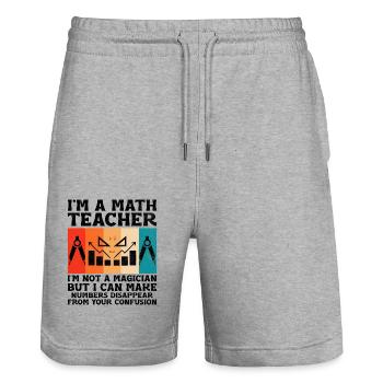 Math Teacher School Teacher Funny Maths Teachers S - Stanley/Stella Trainer Unisex Organic Jogging Shorts - heather grey - Front - Nik (191cm) & Marisol (170cm)