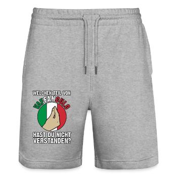Italy Italian Vaffanculo - Stanley/Stella Trainer Unisex Organic Jogging Shorts - heather grey - Front - Nik (191cm) & Marisol (170cm)