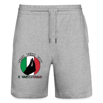 Italy Italian Vaffanculo - Stanley/Stella Trainer Unisex Organic Jogging Shorts - heather grey - Front - Nik (191cm) & Marisol (170cm)