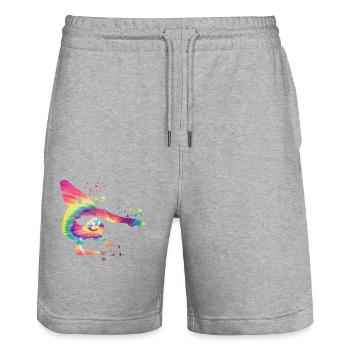 Gymnaste avec gymnastique rythmique au sol - Short de jogging bio TRAINER Stanley/Stella unisexe - gris chiné - Devant - Nik (191cm) & Marisol (170cm)
