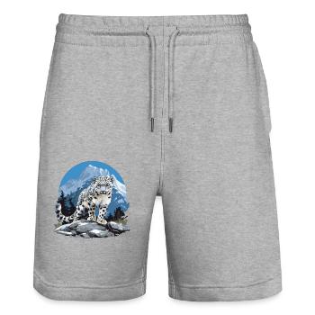 Snow Leopard Schneeleoparden Schneeleopard - Stanley/Stella Trainer Unisex Organic Jogging Shorts - heather grey - Front - Nik (191cm) & Marisol (170cm)