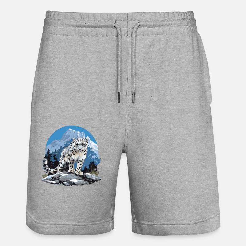 Léopard des neiges Schneeleoparden Schneeleopard - Short de jogging bio TRAINER Stanley/Stella unisexe - gris chiné