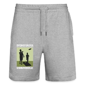 Cornhole Player Blind Hole Sac de haricots cadeau - Short de jogging bio TRAINER Stanley/Stella unisexe - gris chiné - Devant - Nik (191cm) & Marisol (170cm)