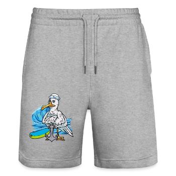 Seagulls Seaman Seagull Seamen Sailor Ahoy - Short de jogging bio TRAINER Stanley/Stella unisexe - gris chiné - Devant - Nik (191cm) & Marisol (170cm)