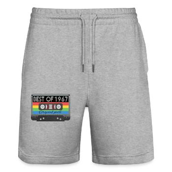 Le meilleur de 1967 Vintage Cassette Rétro Anniversaire - Short de jogging bio TRAINER Stanley/Stella unisexe - gris chiné - Devant - Nik (191cm) & Marisol (170cm)