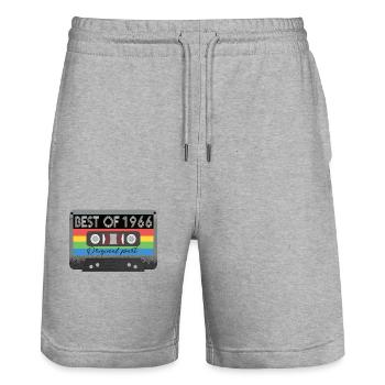 Best Of 1966 Vintage Cassette Retro Birthday - Stanley/Stella Trainer Unisex Organic Jogging Shorts - heather grey - Front - Nik (191cm) & Marisol (170cm)
