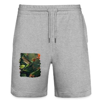 Hummingbird Kolibris Kolibri - Stanley/Stella Unisex Bio Joggingshorts Trainer  - Grau meliert - Vorne - Nik (191cm) & Marisol (170cm)