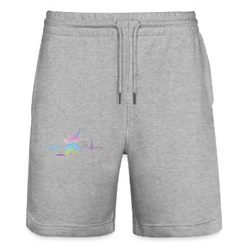 Ballet Dancer Heartbeat Ekg Ballerina - Stanley/Stella Trainer Unisex Organic Jogging Shorts - heather grey - Front - Nik (191cm) & Marisol (170cm)