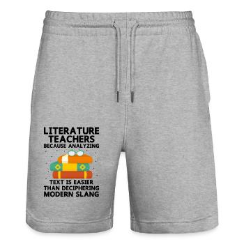 Literature Teacher School Teacher Funny Teachers S - Stanley/Stella Trainer Unisex Organic Jogging Shorts - heather grey - Front - Nik (191cm) & Marisol (170cm)