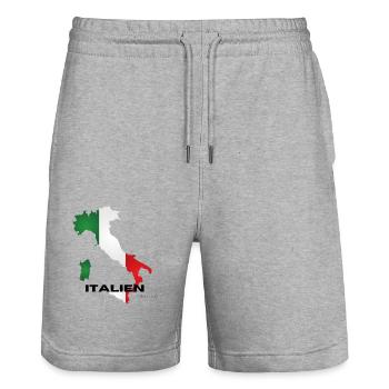 Italy - Stanley/Stella Trainer Unisex Organic Jogging Shorts - heather grey - Front - Nik (191cm) & Marisol (170cm)