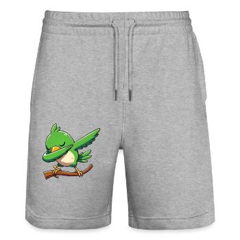 Polka dot parrot. Funny - Stanley/Stella Trainer Unisex Organic Jogging Shorts - heather grey - Front - Nik (191cm) & Marisol (170cm)