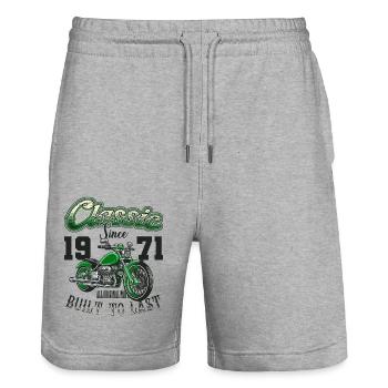 Motorrad Biker Motorrad Geburtstag Jahrgang 1971 - Stanley/Stella Unisex Bio Joggingshorts Trainer  - Grau meliert - Vorne - Nik (191cm) & Marisol (170cm)