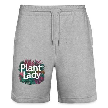 PLANT LADY - Stanley/Stella Trainer Unisex Organic Jogging Shorts - heather grey - Front - Nik (191cm) & Marisol (170cm)
