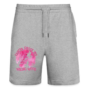 Krebshexe Rosa Brustkrebs - Stanley/Stella Unisex Bio Joggingshorts Trainer  - Grau meliert - Vorne - Nik (191cm) & Marisol (170cm)
