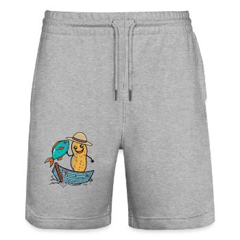 Pêcheur de poisson pêcheur de cacahuète Bateau de pêche au poisson - Short de jogging bio TRAINER Stanley/Stella unisexe - gris chiné - Devant - Nik (191cm) & Marisol (170cm)