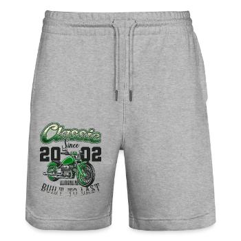 Motorcycle Bikers Motorbike Birthday Born In 2002 - Stanley/Stella Trainer Unisex Organic Jogging Shorts - heather grey - Front - Nik (191cm) & Marisol (170cm)