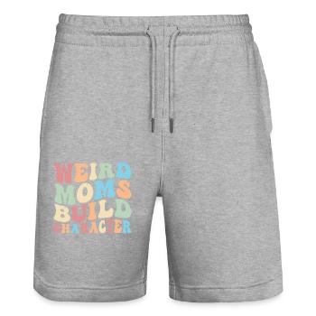 Weird Moms Build Character - Stanley/Stella Unisex Bio Joggingshorts Trainer  - Grau meliert - Vorne - Nik (191cm) & Marisol (170cm)