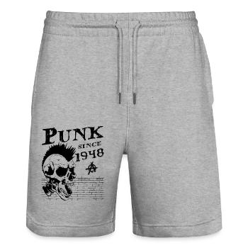 Punk depuis 1948, Punks Not Dead, 76 ans et - Short de jogging bio TRAINER Stanley/Stella unisexe - gris chiné - Devant - Nik (191cm) & Marisol (170cm)