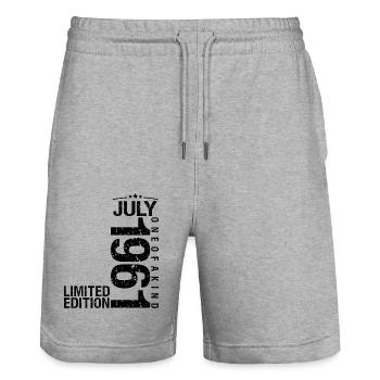 Birthday July 1961 July born in July 19 - Stanley/Stella Trainer Unisex Organic Jogging Shorts - heather grey - Front - Nik (191cm) & Marisol (170cm)