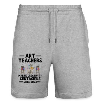 Kunstlehrer Schullehrer Lustige Kunstlehrer Scho - Stanley/Stella Unisex Bio Joggingshorts Trainer  - Grau meliert - Vorne - Nik (191cm) & Marisol (170cm)