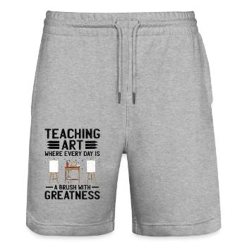 Kunstlehrer Schullehrer Lustige Kunstlehrer Scho - Stanley/Stella Unisex Bio Joggingshorts Trainer  - Grau meliert - Vorne - Nik (191cm) & Marisol (170cm)