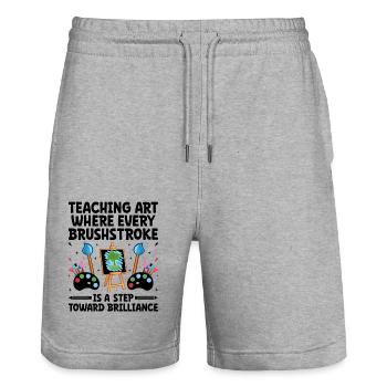 Kunstlehrer Schullehrer Lustige Kunstlehrer Scho - Stanley/Stella Unisex Bio Joggingshorts Trainer  - Grau meliert - Vorne - Nik (191cm) & Marisol (170cm)