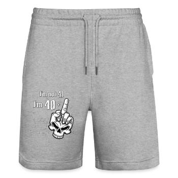 I'm Not 41, I'm 40 Plus 1 Middle Finger Skull - Stanley/Stella Trainer Unisex Organic Jogging Shorts - heather grey - Front - Nik (191cm) & Marisol (170cm)