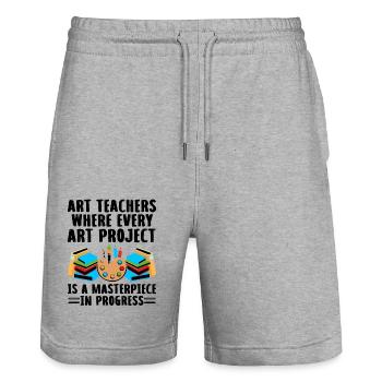 Kunstlehrer Schullehrer Lustige Kunstlehrer Scho - Stanley/Stella Unisex Bio Joggingshorts Trainer  - Grau meliert - Vorne - Nik (191cm) & Marisol (170cm)
