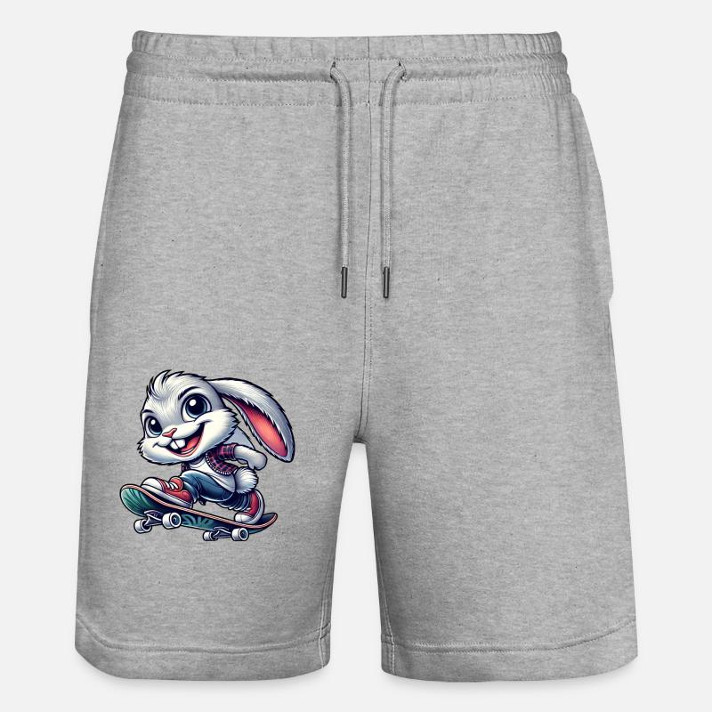 Lapin Blanc Skateboard Skateboarder Drôle - Short de jogging bio TRAINER Stanley/Stella unisexe - gris chiné