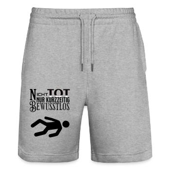 lustiger Spruch Tot Betrunken Schwarzer Humor Spaß - Stanley/Stella Unisex Bio Joggingshorts Trainer  - Grau meliert - Vorne - Nik (191cm) & Marisol (170cm)